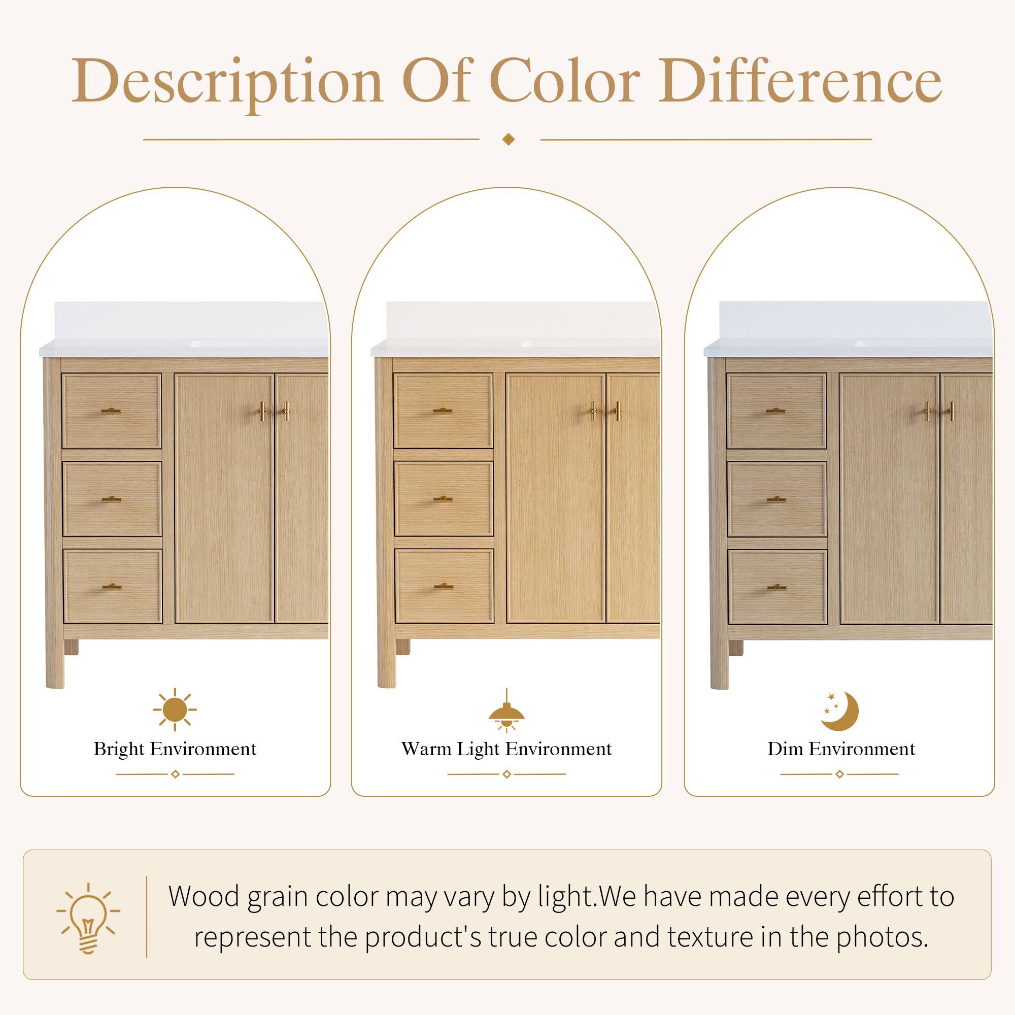 Description Of Color Difference

Bright Environment

Warm Light Environment

Dim Environment

Wood grain color may vary by light. We have made every effort to represent the product's true color and texture in the photos.