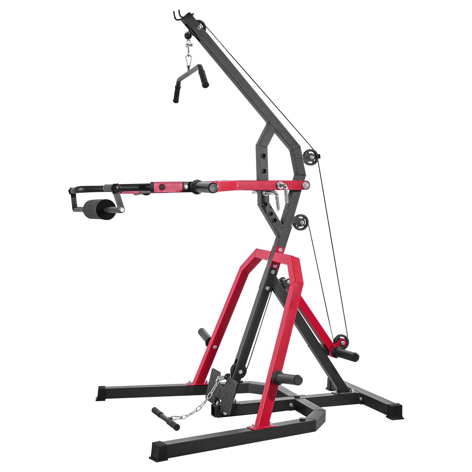 Alt View 5. VEVOR - Home Gym Equipment, Leverage Gym with 2:1 Ratio LAT Low Row System, Strength Training Machine for Squats Deadlifts Bench - Red + Black.