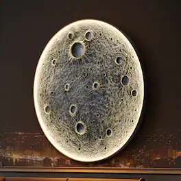 TinyHomie - 48 Inch Realistic Resin Moon Wall Light Plug In Dimmable LED Sconce with Remote Contro