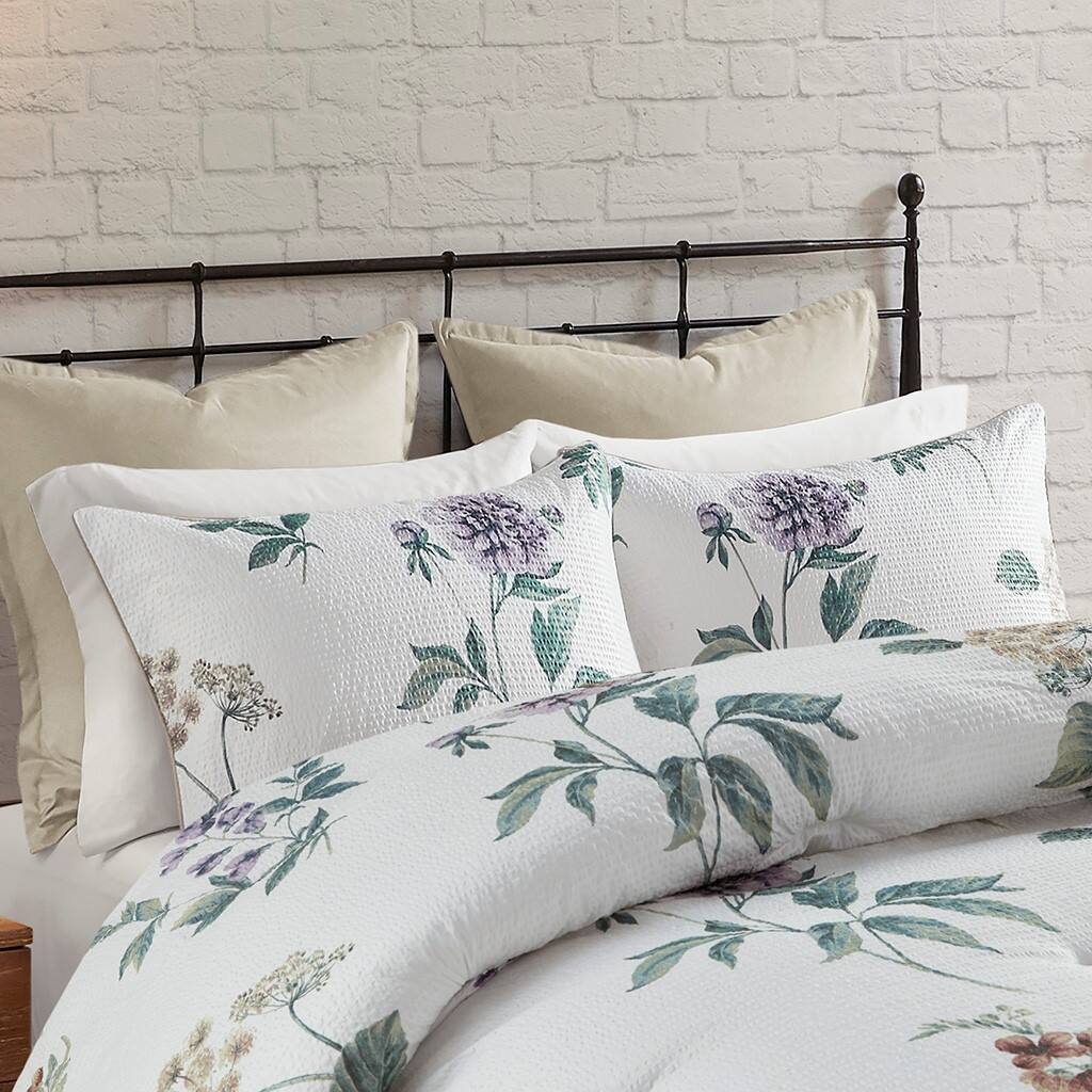 Alt View 2. Gracie Mills - Gracie Mills Marlin 7 Piece Printed Seersucker Comforter Set with Throw Blanket - Taupe/Blush.