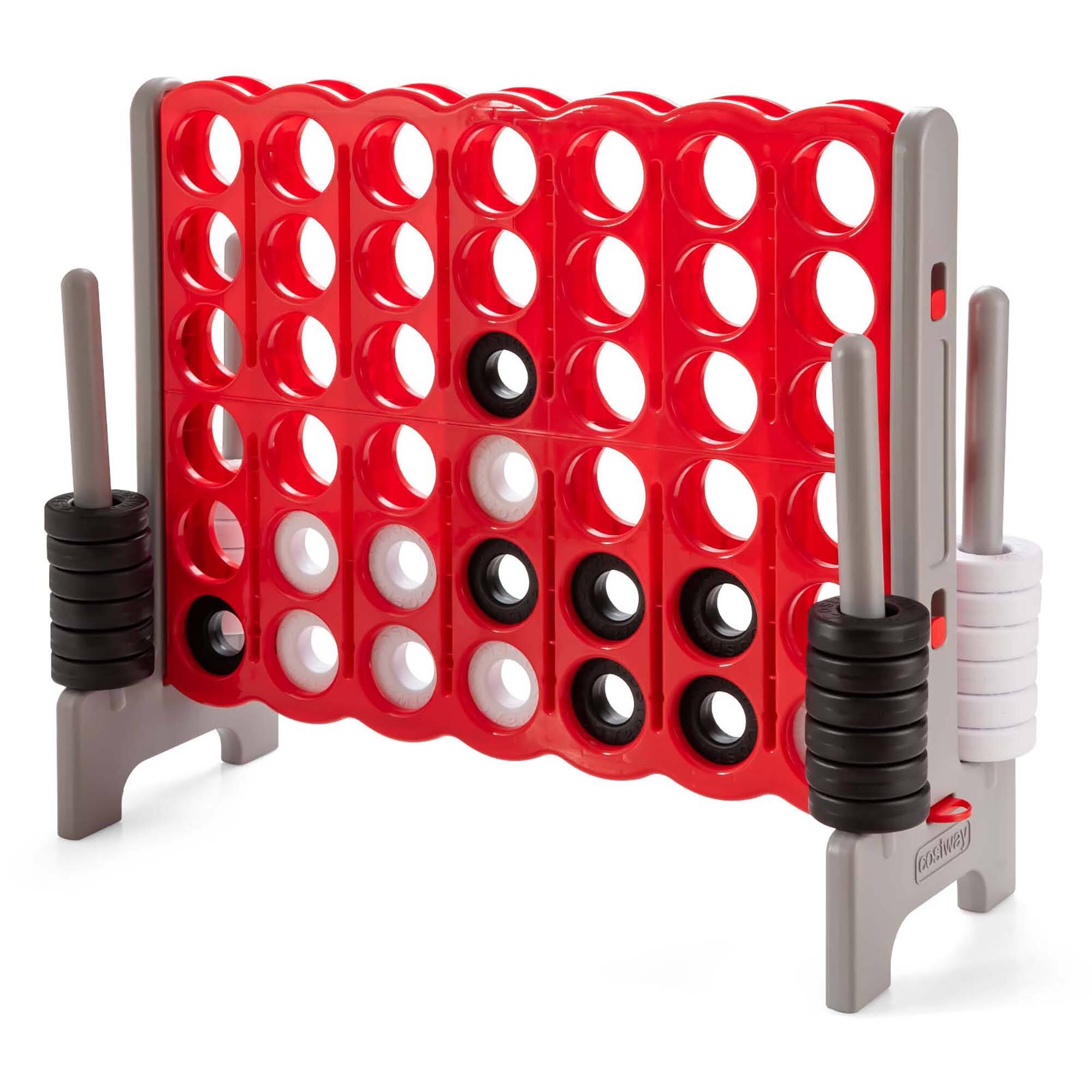 Front. Gymax - Gymax Jumbo 4-to-Score Game Set Giant 4 in A Row Kids Adults w/ 42 Jumbo Rings Red.