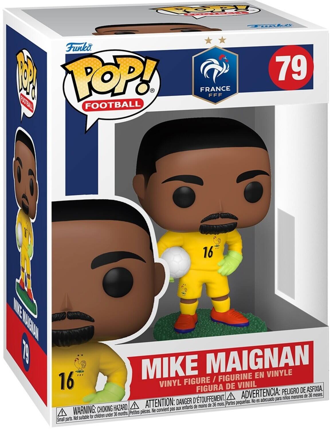 POPPY 4 Funko 1 POP!  
FOOTBALL  
79 FRANCE FFF  
16 MIKE MAIGNAN  
FIGURINE EN VINYLE  
VINYL FIGURE  
FIGURA DE VINIL  
ADVERTENCIA: PELIGRO DE ASFIXIA.  
ATTENTION: DANGER D'ÉTOUFFEMENT.  
WARNING: CHOKING HAZARD.  
No es adecuado para niños menores de 36 meses.  
Ne convient pas aux enfants de moins de 36 mois.  
Small parts. Not suitable for children under 36 months.