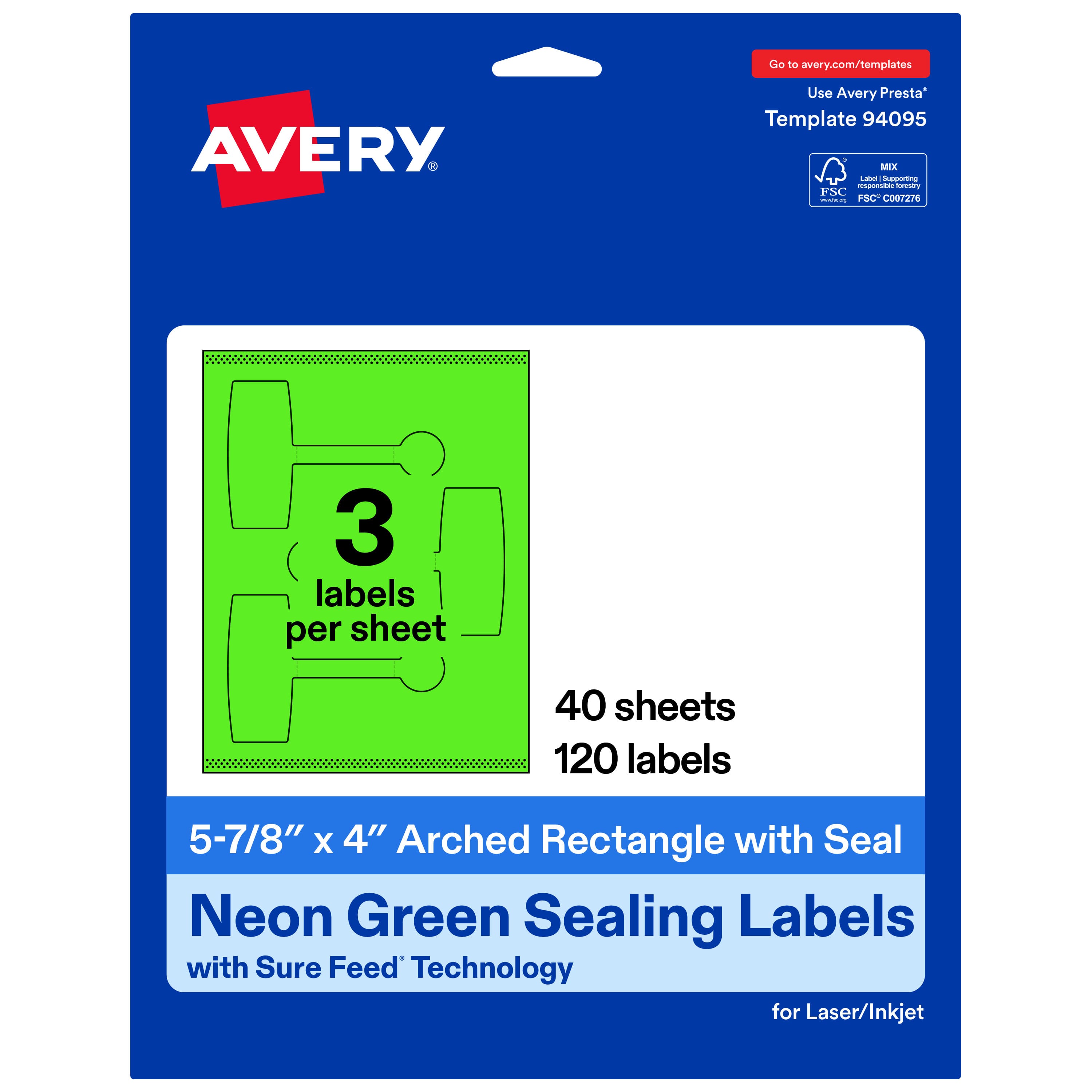 "Avery - Avery® Sealing Labels, 5-7/8"" x 4"", Neon 120 Total - Green" price history on PriceWatchPro