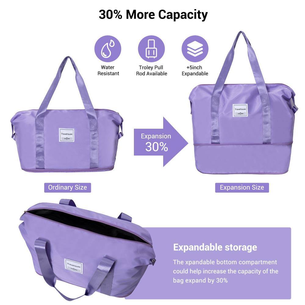 30% More Capacity

- Water Resistant
- Trolley Pull Rod Available
- +5inch Expandable

Expansion 30%

Ordinary Size → Expansion Size

Expandable storage

The expandable bottom compartment could help increase the capacity of the bag by 30%.