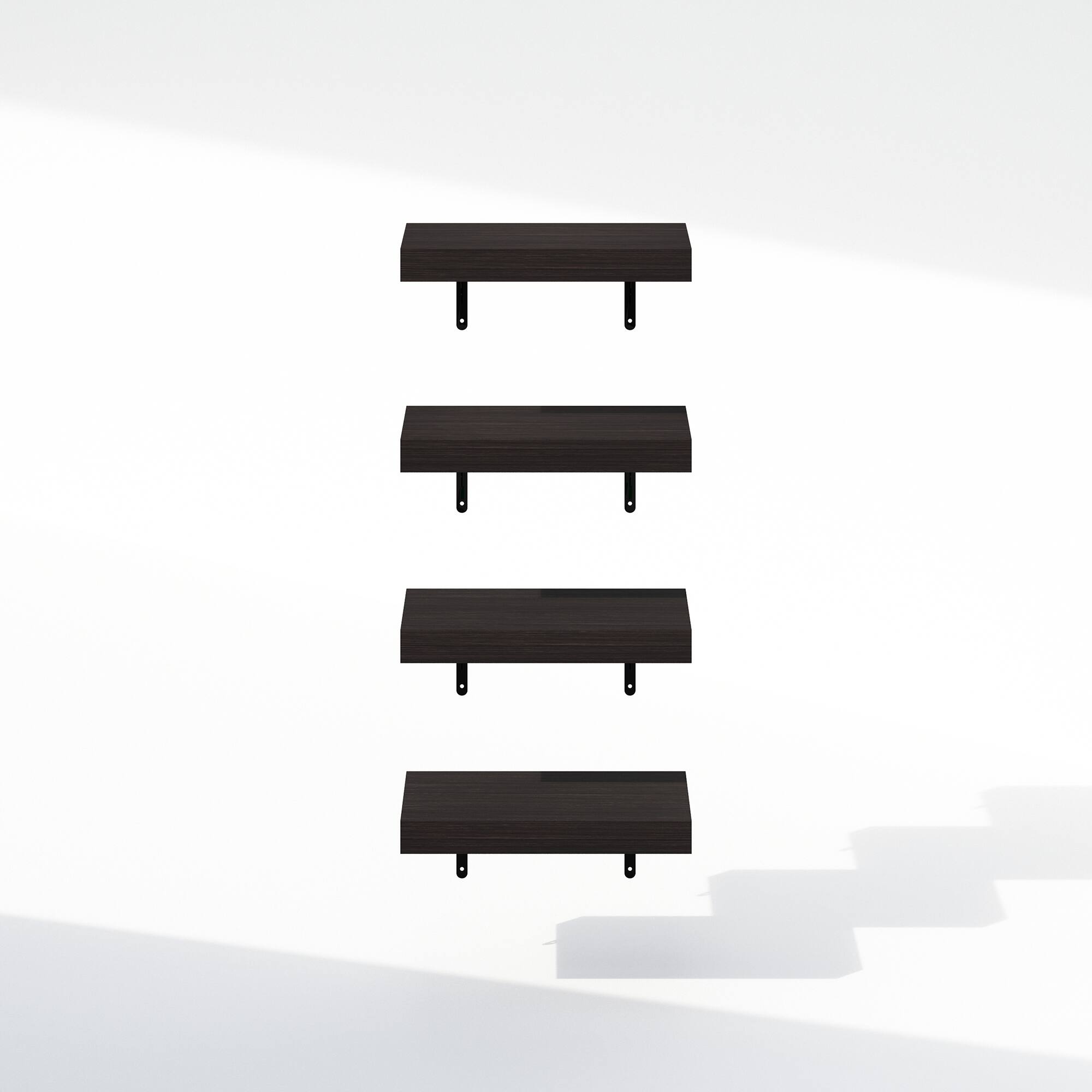 Alt View 2. Furinno - Tanna 15-Inch Wall Mounted Bathroom Floating Display Shelves, Set of 4 - Tobacco Oak.