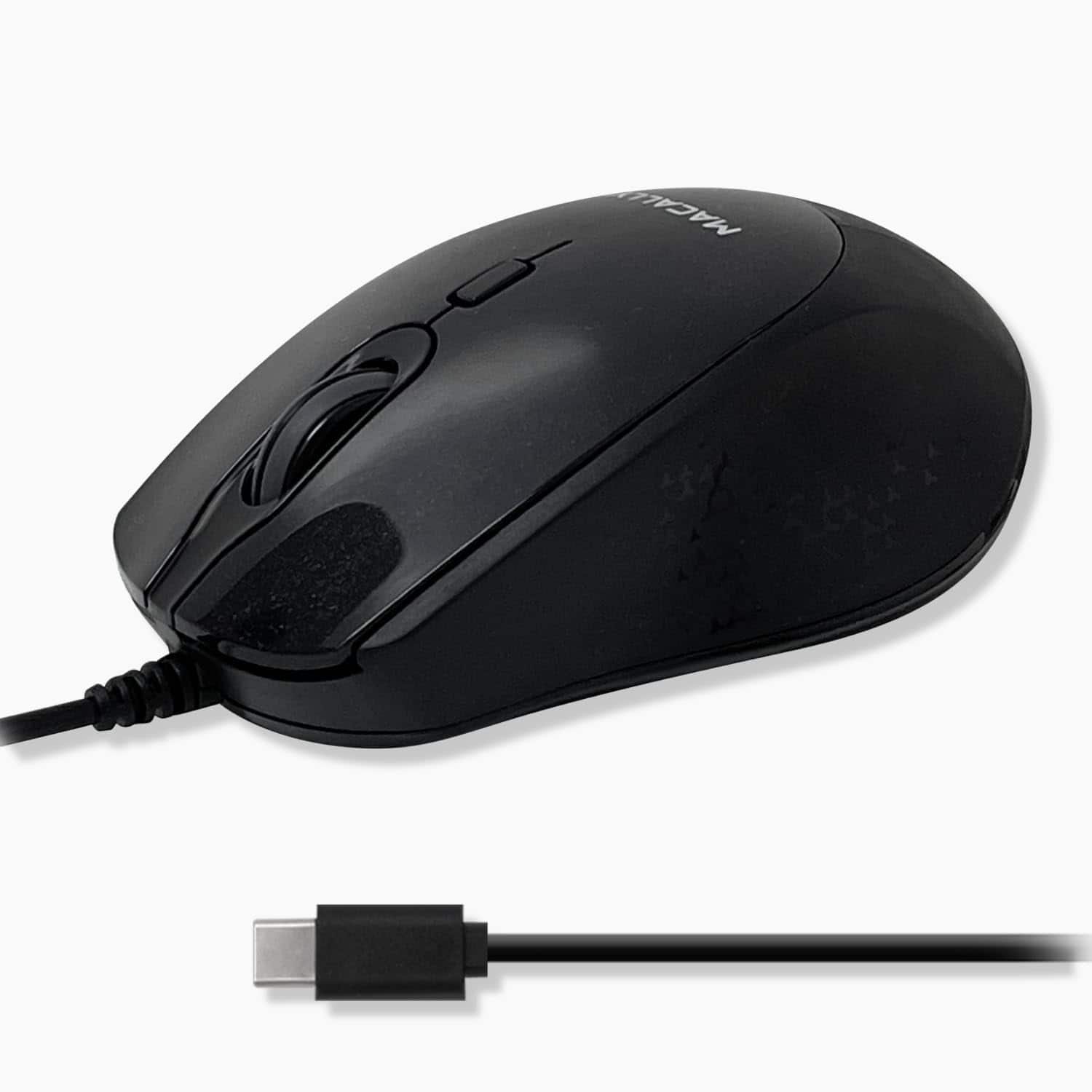Front. Macally - Macally USB C Mouse Wired - Precise, Comfortable, and Quiet - Type C Mouse - Black - Black.