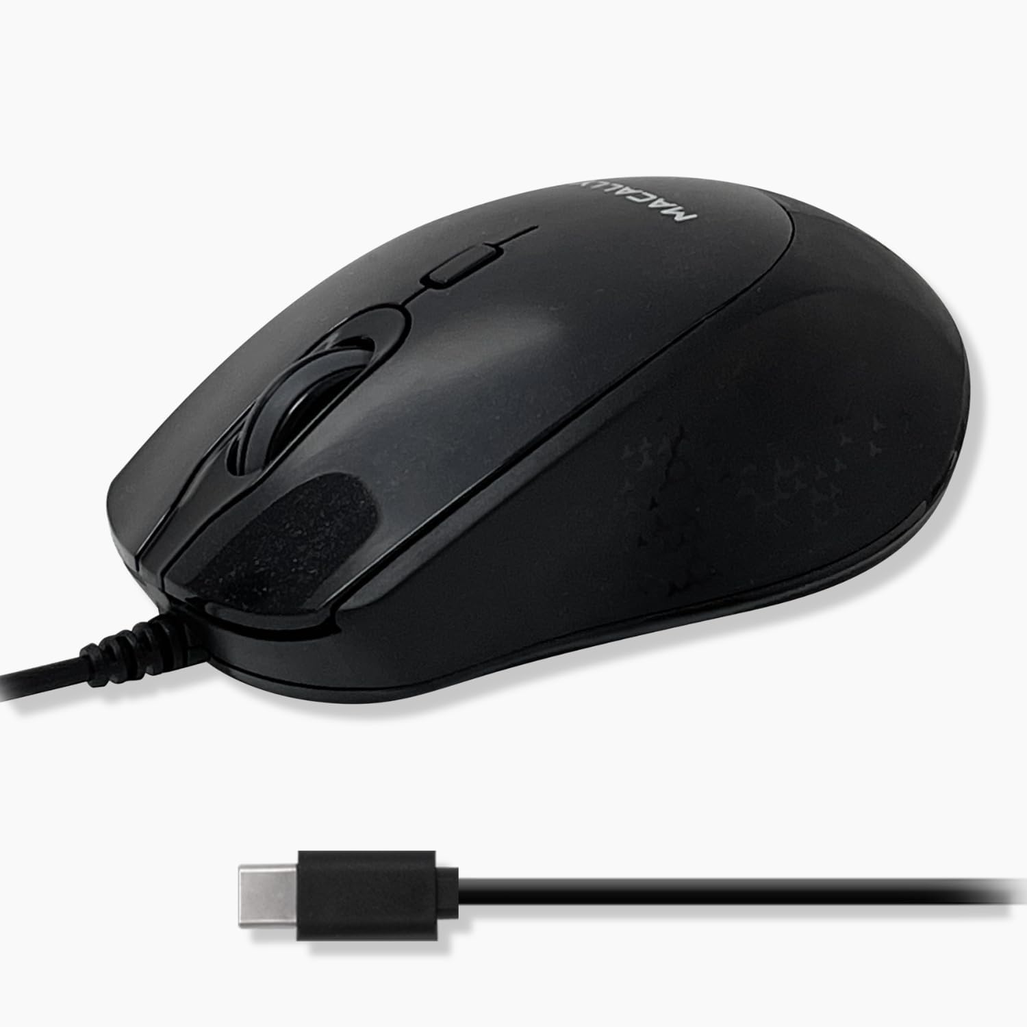 Macally - USB C Mouse Wired - Precise, Comfortable, and Quiet - Type C Mouse - Wired - Black