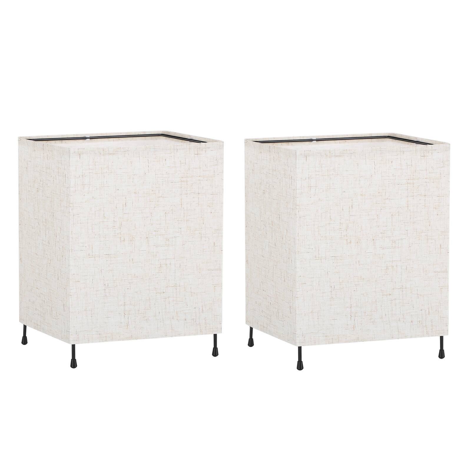 Angle. Oumilen - 2-Pack Minimalist Square Nightstand Lamps with Remote - 12-Color RGB Linen Shade Lamps for Bedroom & Living Room.
