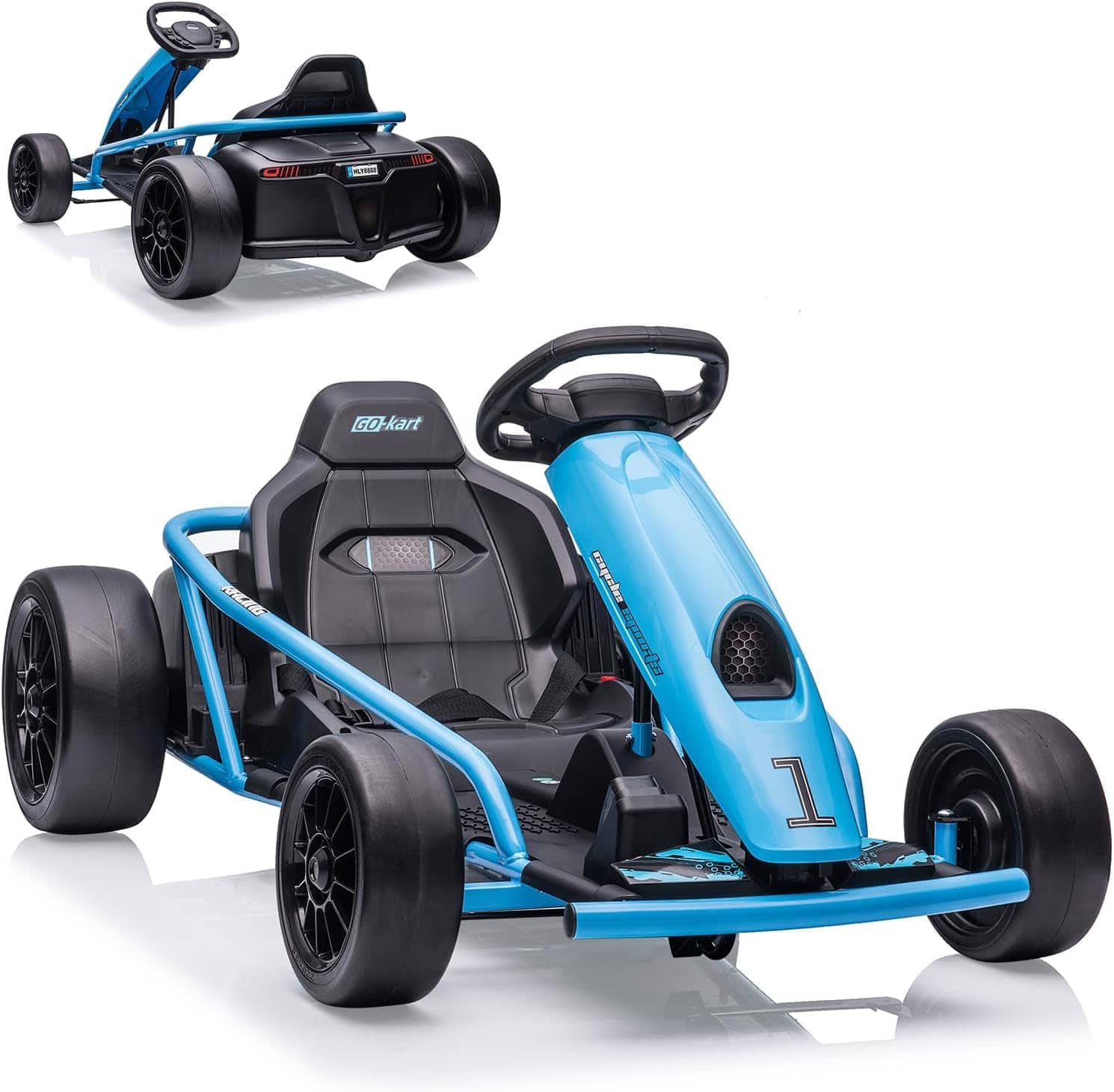 Jojoka - 24V Kids Go-Kart, High-Speed Electric Go Kart for Kids with 2 Powerful Motors, Parental Speed Control