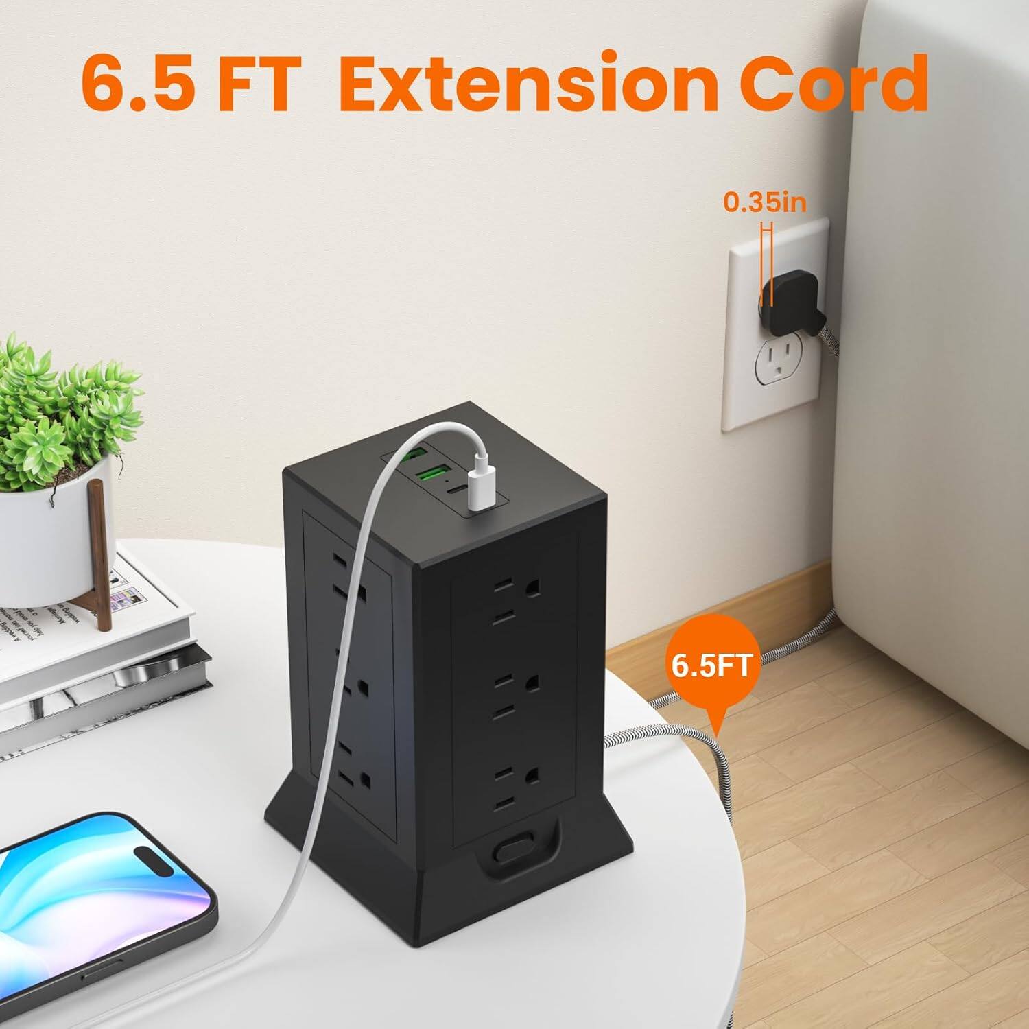 6.5 FT Extension Cord  
0.35in  
6.5FT