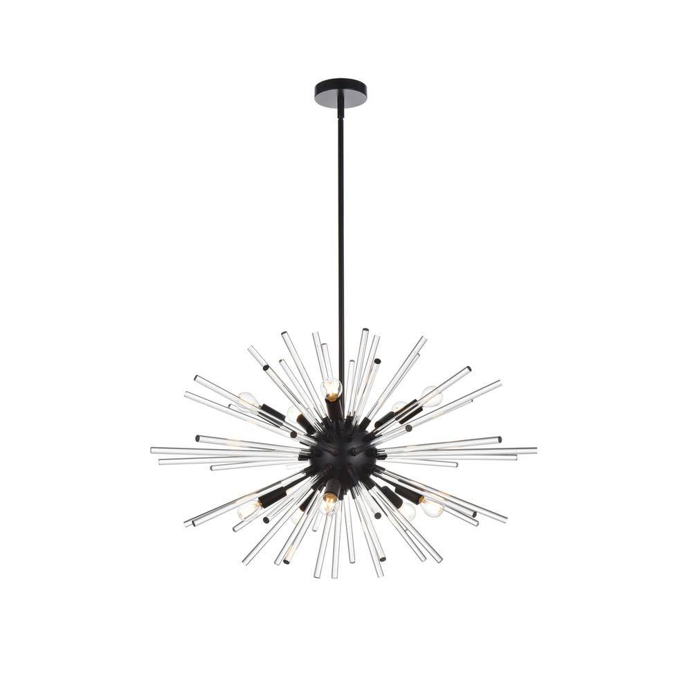 Alt View 6. Elegant Lighting - Sienna 32 inch crystal rod pendant in black - Black.