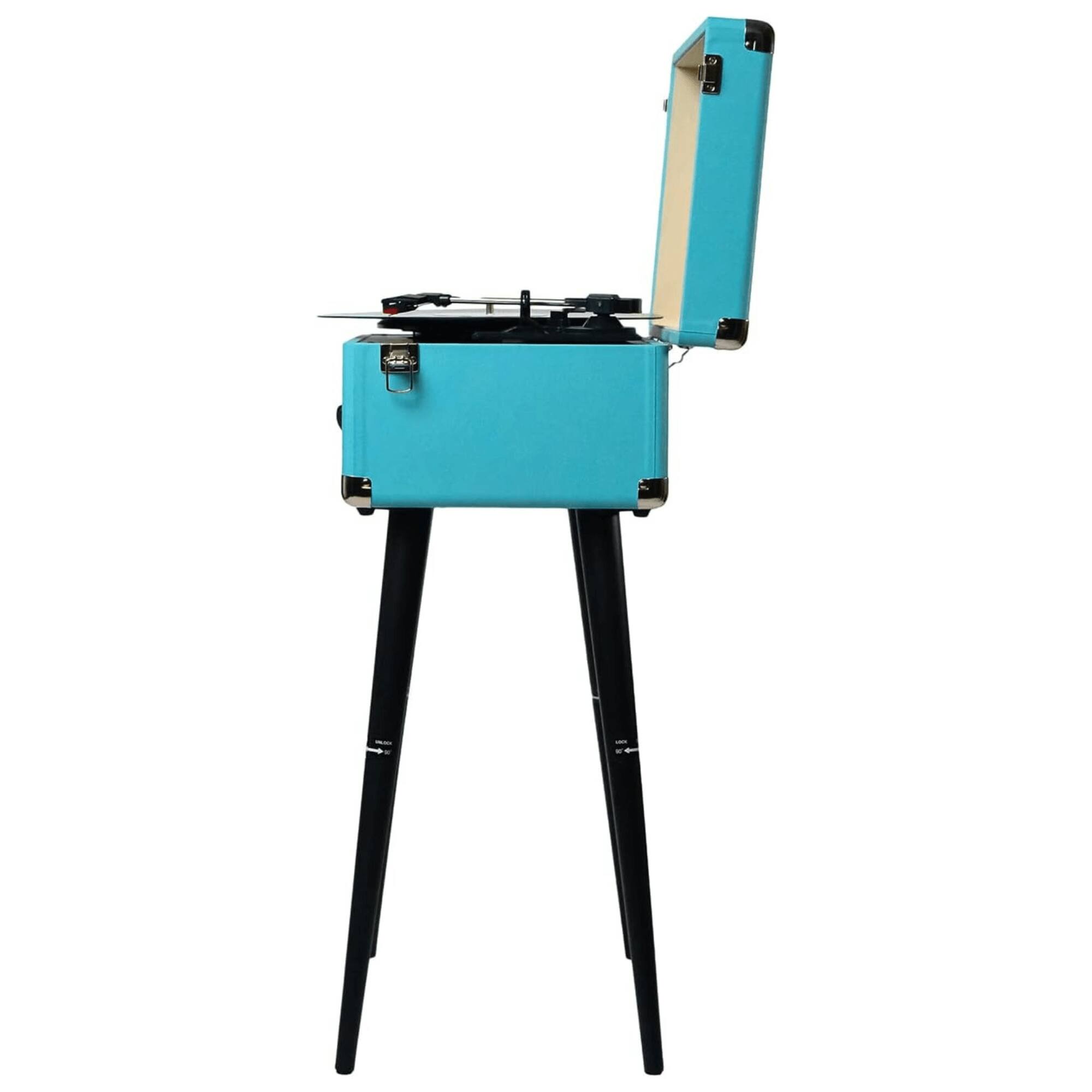 Left. Victor Audio - Andover 5-in-1 Music Center with Chair-Height Legs and Bluetooth Function - Turquoise.