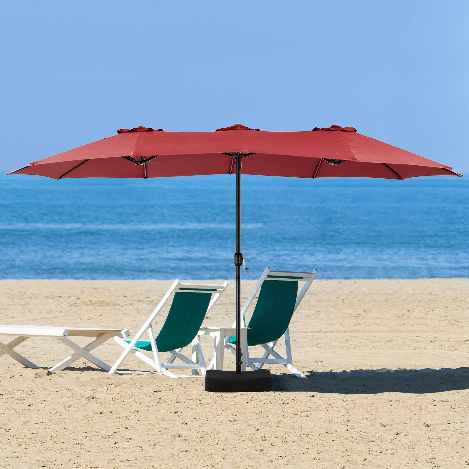 Alt View 1. AENKYO - 15ft Large Patio Umbrella Rectangle Table Umbrella Outdoor Patio, Outside Umbrellas for Backyard - Red.