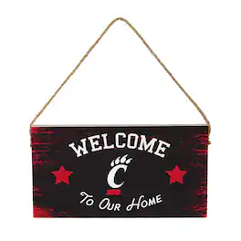 Evergreen Enterprises - Cincinnati Bearcats 6" x 11" Welcome Home Wood Wall Sign with Rope Hanger - Multicolor