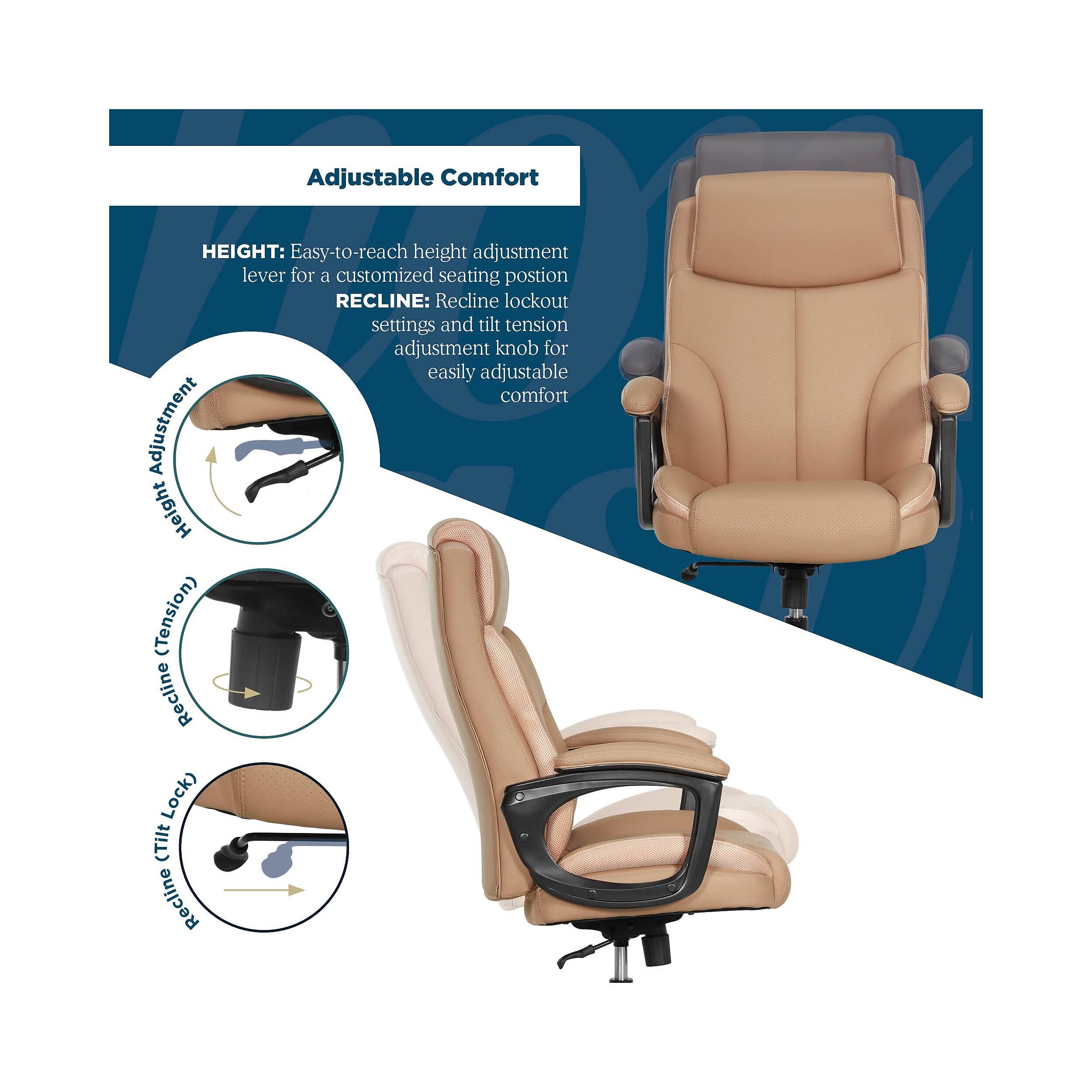 Adjustable Comfort

HEIGHT: Easy-to-reach height adjustment lever for a customized seating position

RECLINE: Recline lockout settings and tilt tension adjustment knob for easily adjustable comfort

Adjustment Height (Tension) Recline Lock (Tilt Recline)