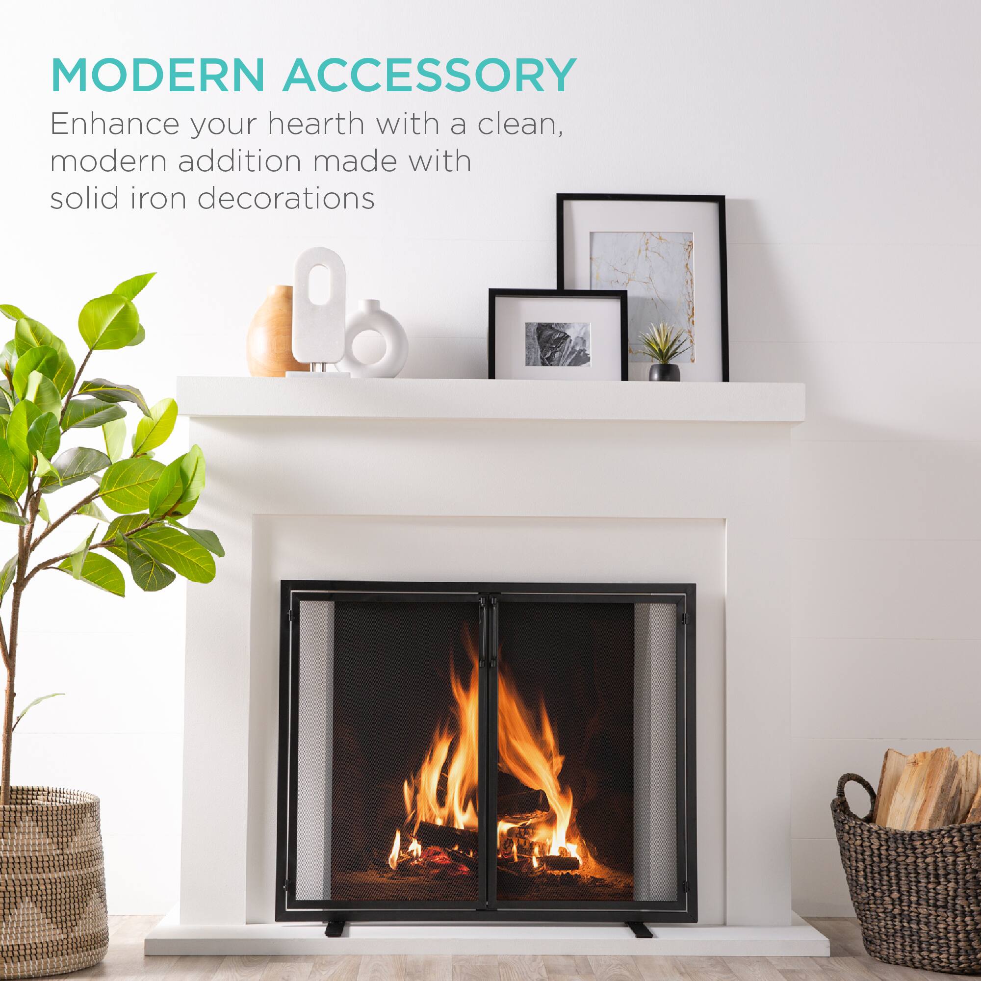 MODERN ACCESSORY

Enhance your hearth with a clean, modern addition made with solid iron decorations.
