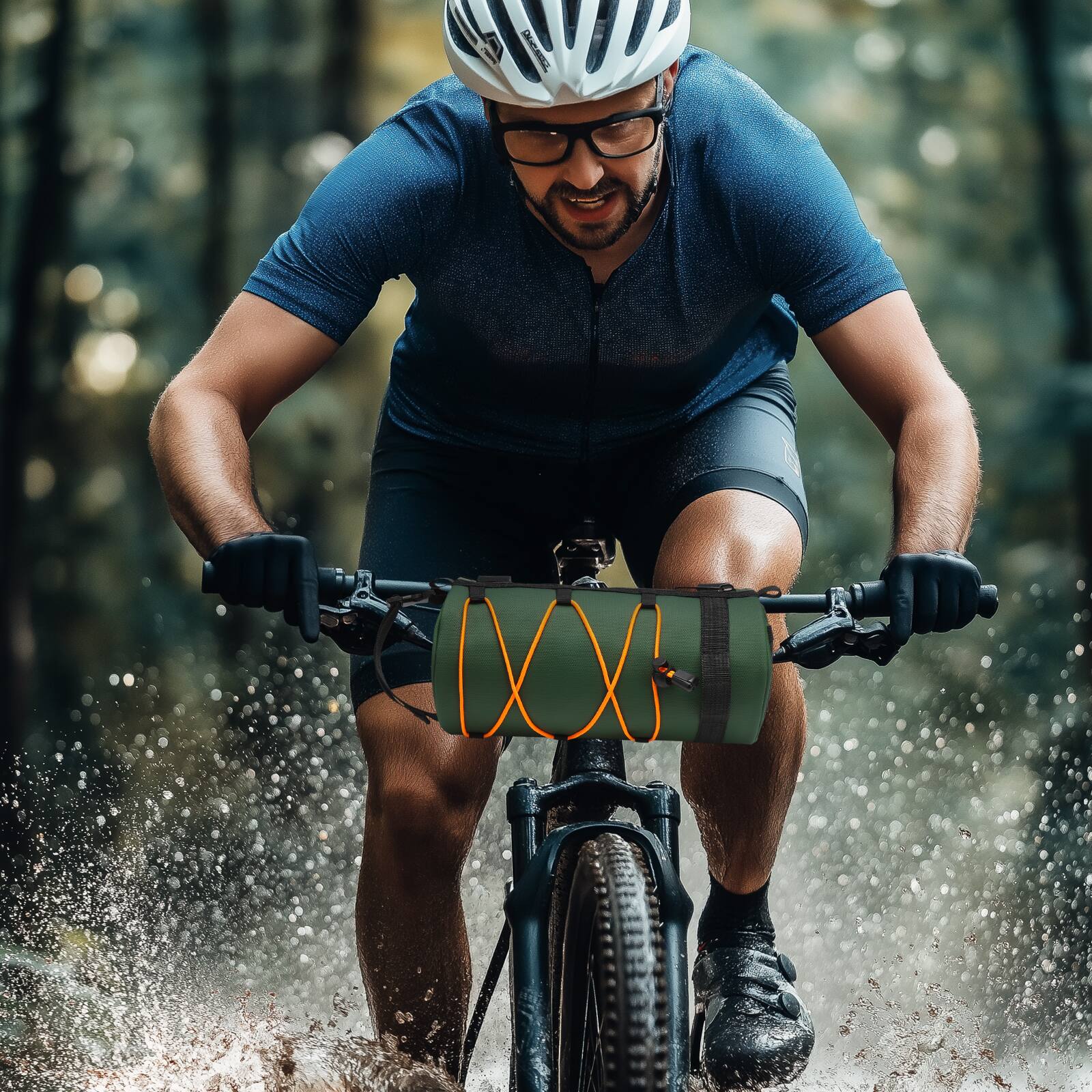 Alt View 6. Unique Bargains - Bike Handlebar Bag 2.5L Front Bicycle Storage Convertible Waterproof w/Shoulder Strap for Road Mountain Bikes Cycling - Green.