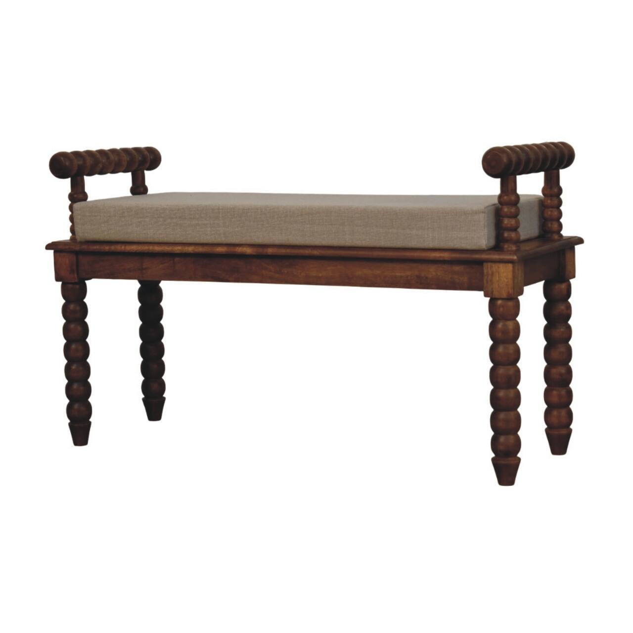 Left. Artisan Furniture - Artisan Furniture Solid Wood Amber Oak Mud Linen Bench - Brown.