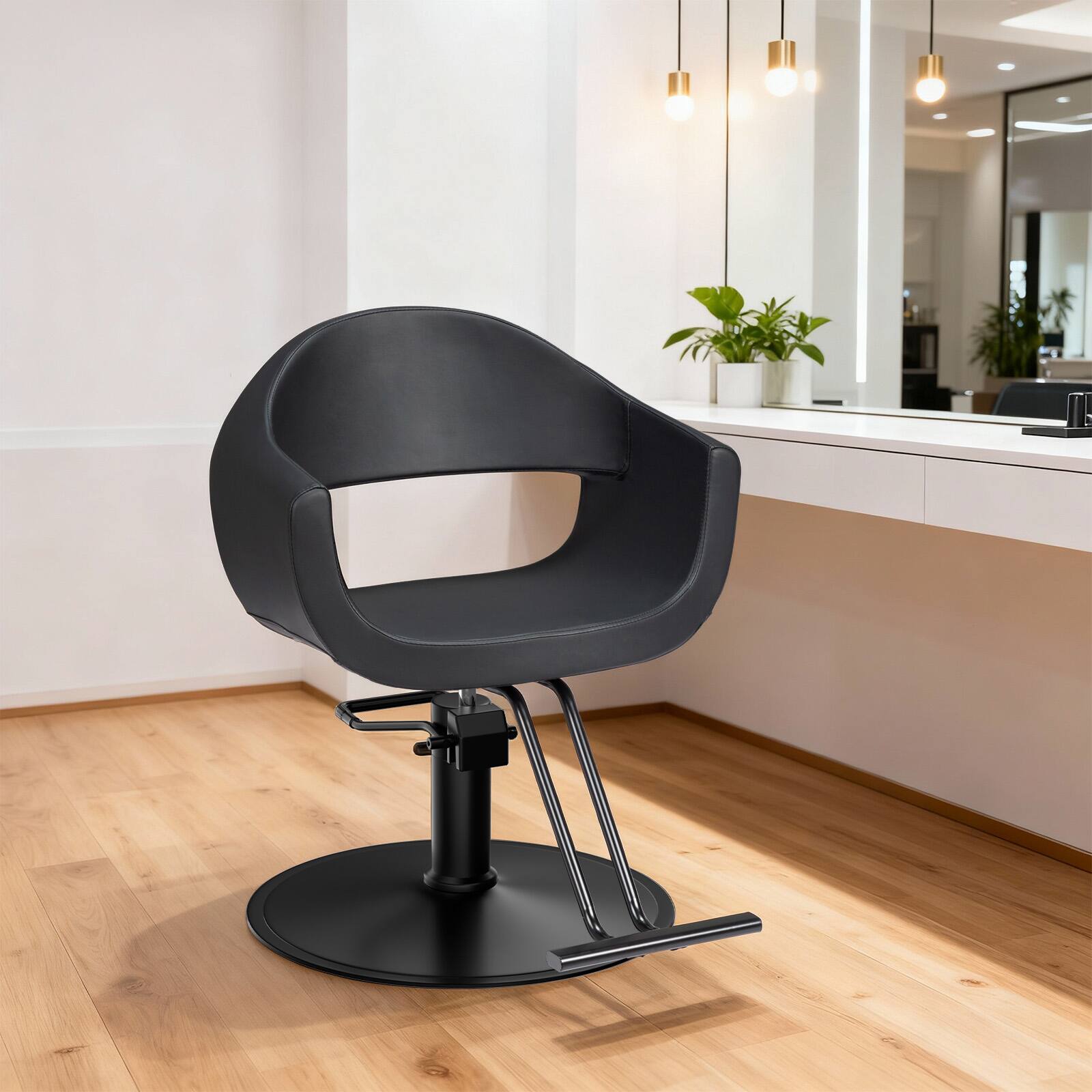 Left. Winado - Professional Salon Styling Chair with 360 Degree Swivel, Footrest, Padded Seat, Hydraulic Pump for Hair Stylist Beauty - Black.