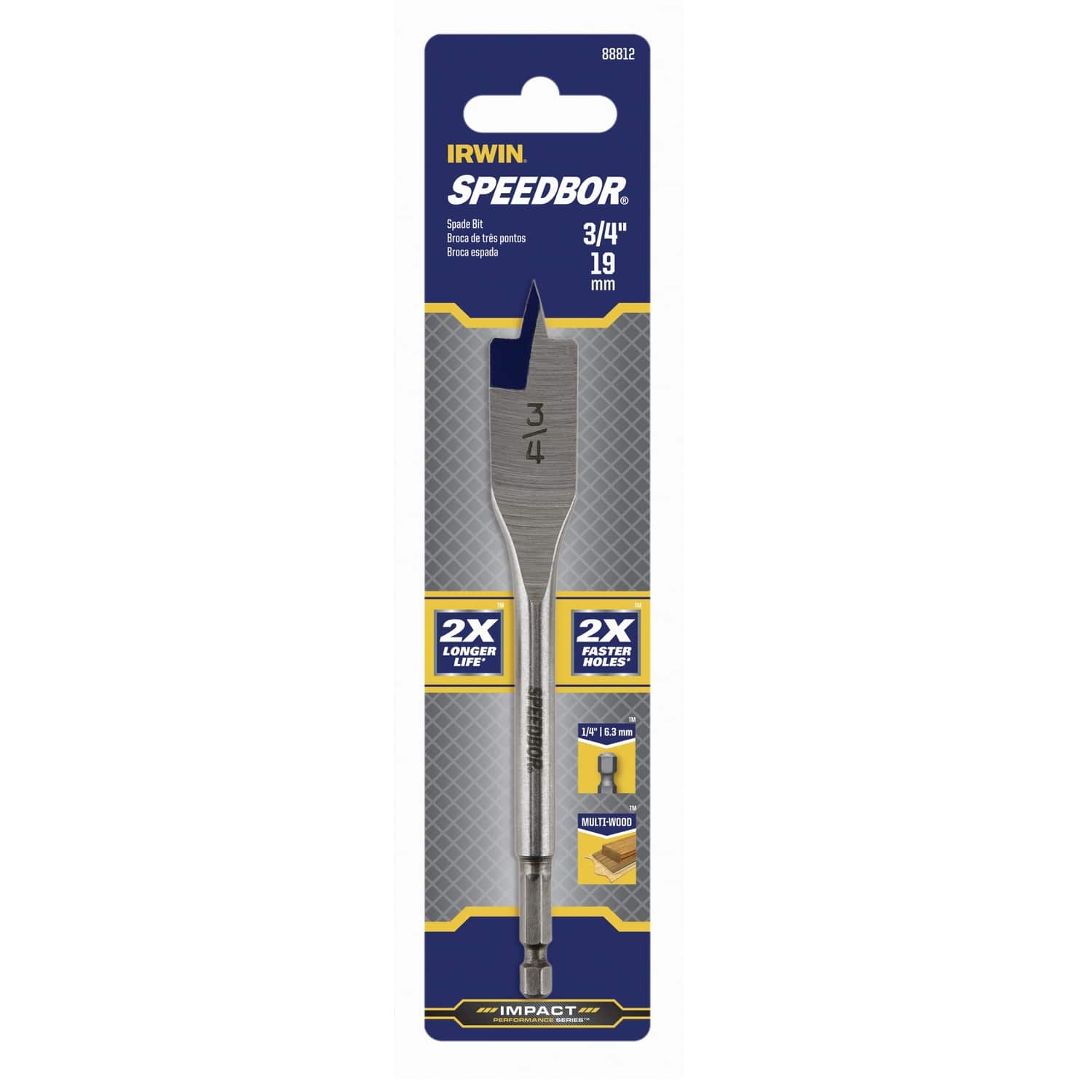 Irwin - Speedbor 3/4 in. X 6 in. L Carbon Steel Wood Boring Bit Hex Shank 1 pc