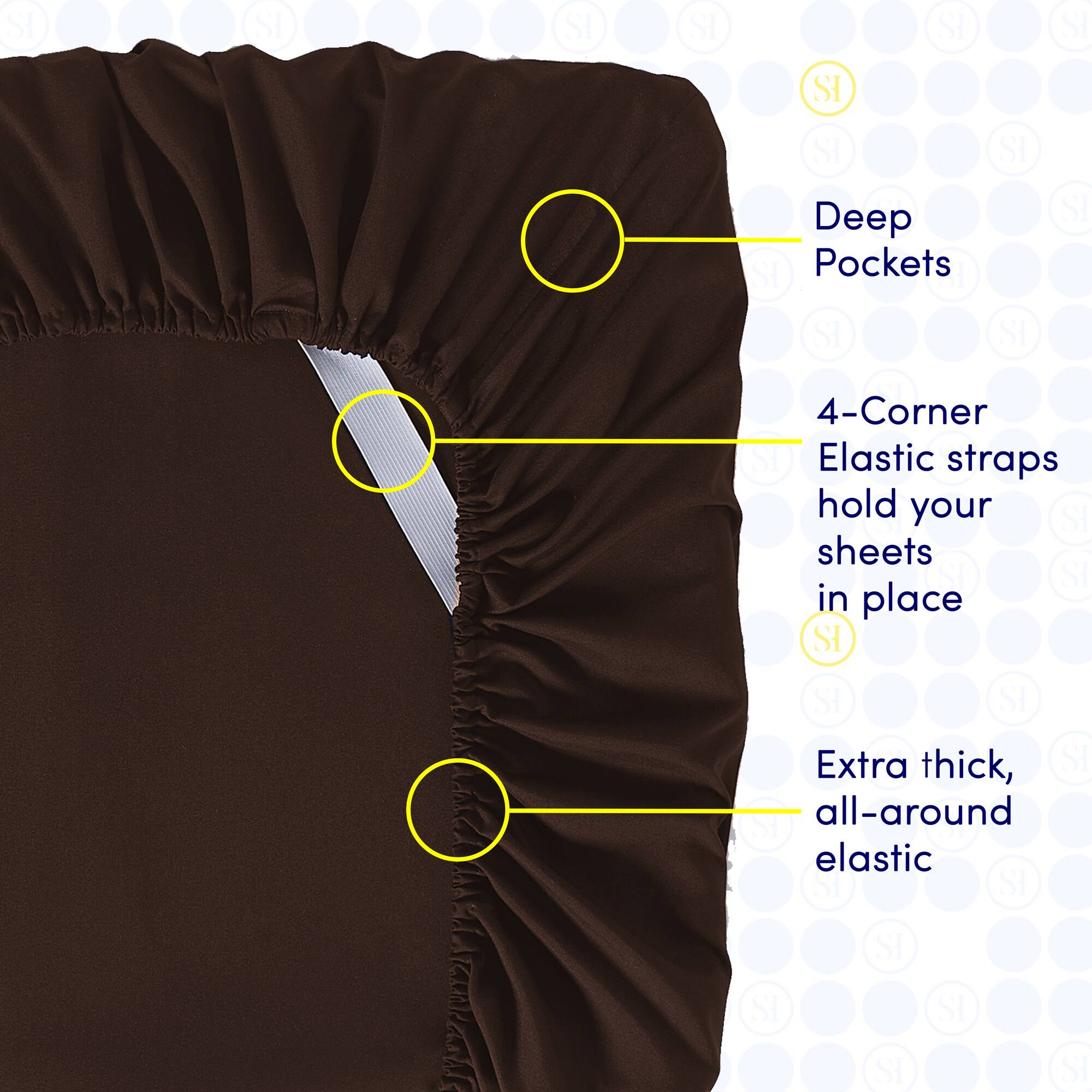 - Deep Pockets
- 4-Corner Elastic straps hold your sheets in place
- Extra thick, all-around elastic