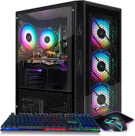 STGAubron - Gaming PC Computer Desktop, Radeon RX 580 8G Graphics, Intel 10th Gen G5905 3.5Ghz, 16G DDR4, 512G SSD, Win11H - Black