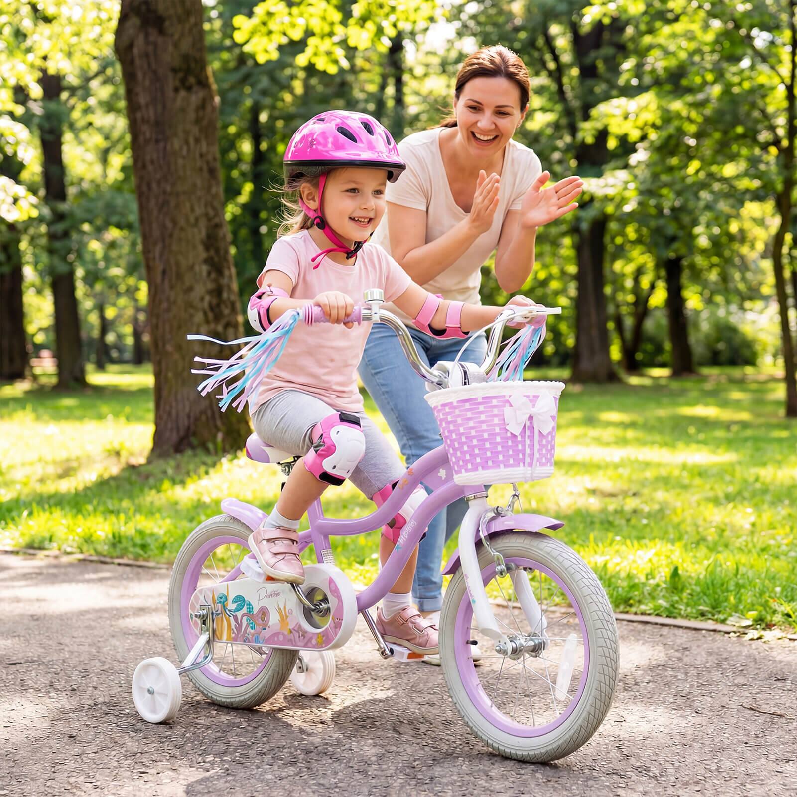 Alt View 1. Costway - Costway 14" Kids Bike, Toddler Bicycle with Training Wheels, Hand & Coaster Brakes - Purple.