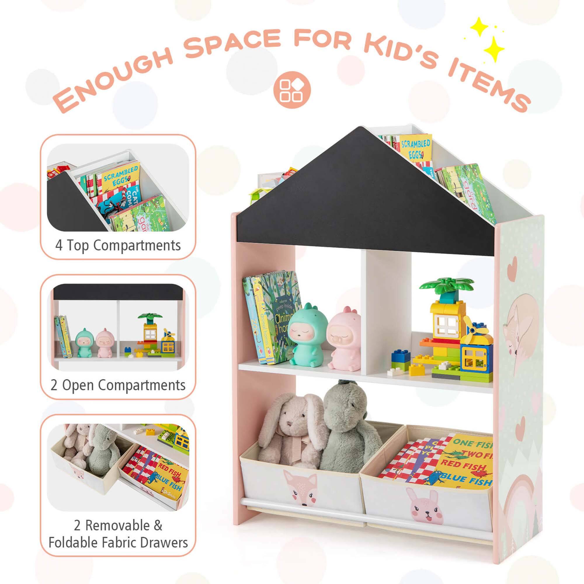 ENOUGH SPACE FOR KID'S ITEMS

4 Top Compartments
2 Open Compartments
2 Removable & Foldable Fabric Drawers