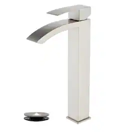 Brushed Faucet SUS304 Waterfall Spout cUPC Cartridge 60cm Supply Line Pop Up Drain