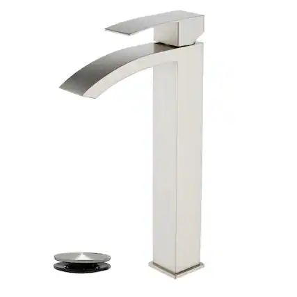 Front. Boyel Living - Brushed Faucet SUS304 Waterfall Spout cUPC Cartridge 60cm Supply Line Pop Up Drain - Brushed Nickel.