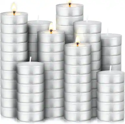 Front. Zulay Kitchen - 100 Pack Smokeless & Dripless Tea Lights Candles - Unscented Tealight Candles Pack - White.