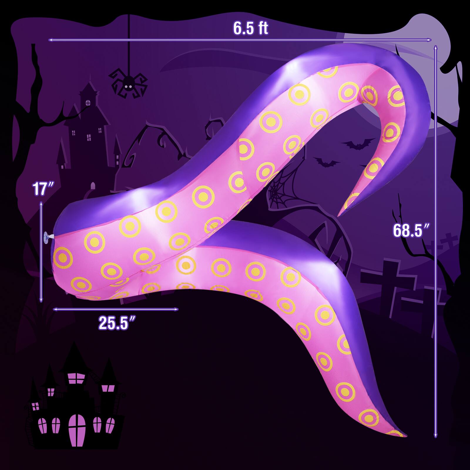 6.5 ft 17" 68.5" 25.5"