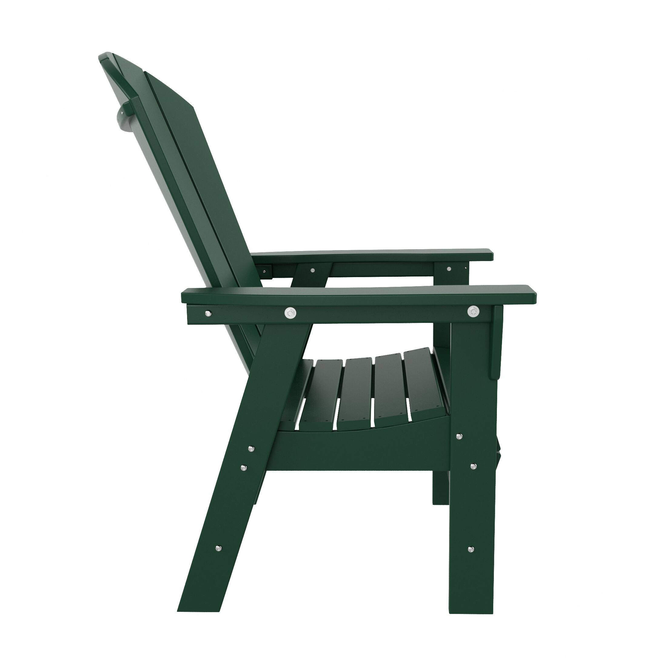 Alt View 1. WestinTrends - WestinTrends Malibu Outdoor Patio HDPE Plastic Adirondack Dining Chair - Dark Green.