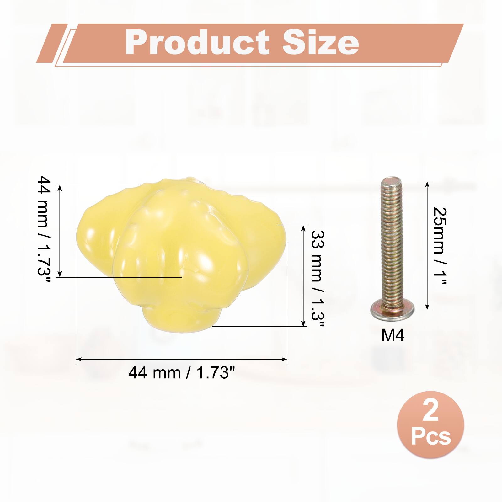 Product Size

44 mm / 1.73"  
33 mm / 1.3"  
25 mm / 1"  
M4  
2 Pcs