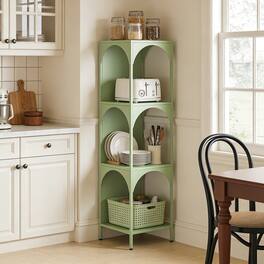 Malletson - 4-Tier Corner Display Shelf, Modern Metal Storage Organizer for Home & Office - Green