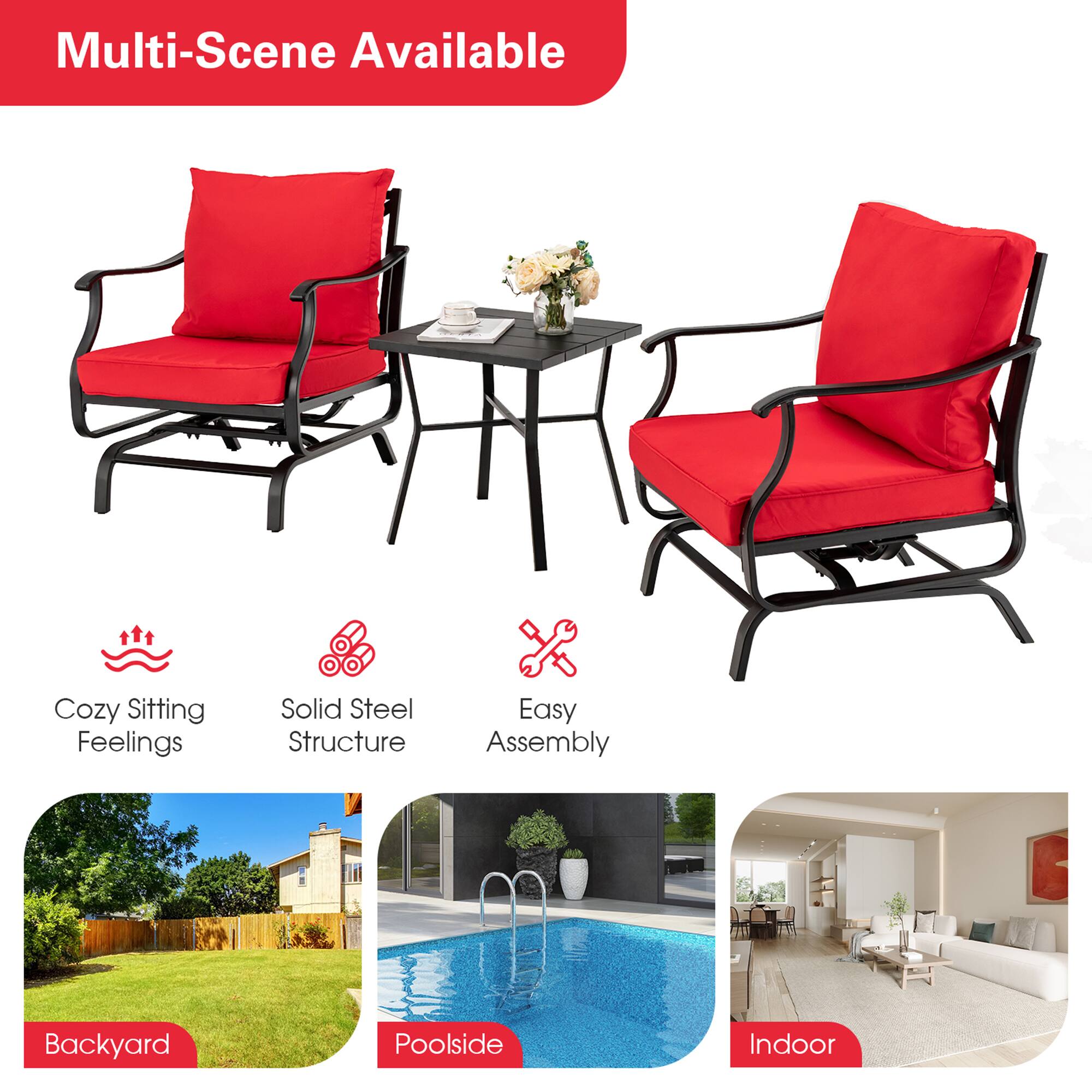 Multi-Scene Available

Cozy Sitting Feelings  
Solid Steel Structure  
Easy Assembly  

Backyard  
Poolside  
Indoor
