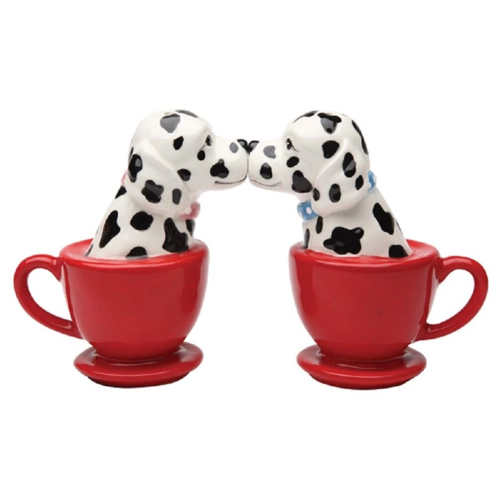 Pacific Trading - Puppy Love Kissing Dalmatians Ceramic Magnetic Salt and Pepper Shaker Set - Multicolor