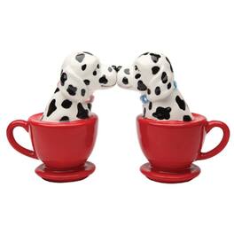 Pacific Trading - Puppy Love Kissing Dalmatians Ceramic Magnetic Salt and Pepper Shaker Set - Multicolor