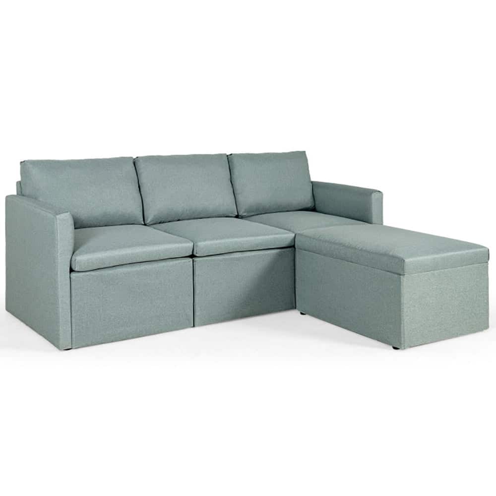 Kadyn - Loveseat Sofa, Modern Couch, Convertible L-Shaped Sectional Sofa Couch with Reversible Chaise-Green - Green