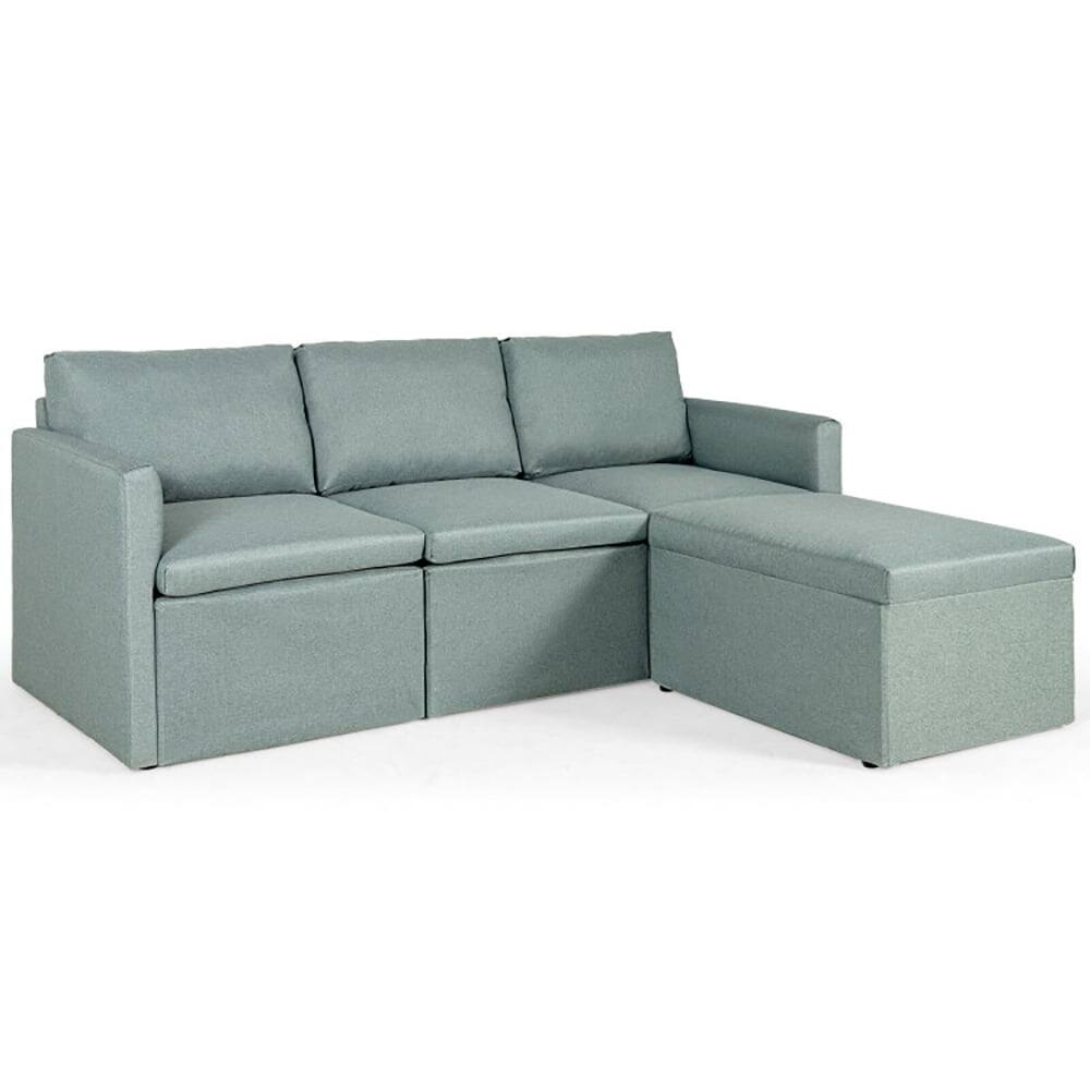 Kadyn - Loveseat Sofa, Modern Couch, Convertible L-Shaped Sectional Sofa Couch with Reversible Chaise-Green - Green