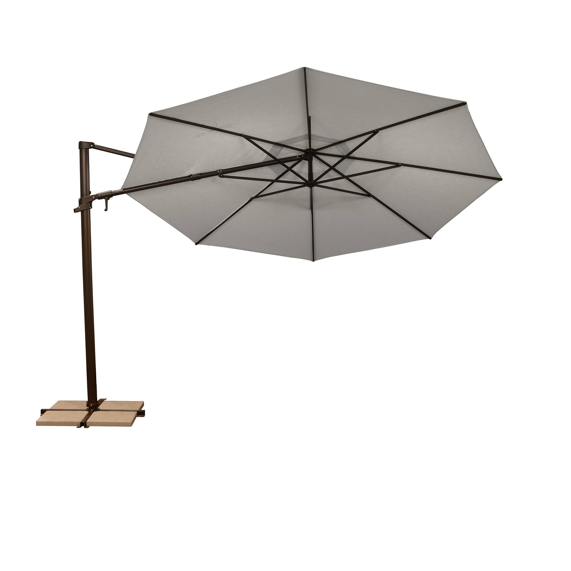Alt View 1. Mondawe - 11' Octagon Cantilever Patio Umbrella Bronze Frame - Silver.
