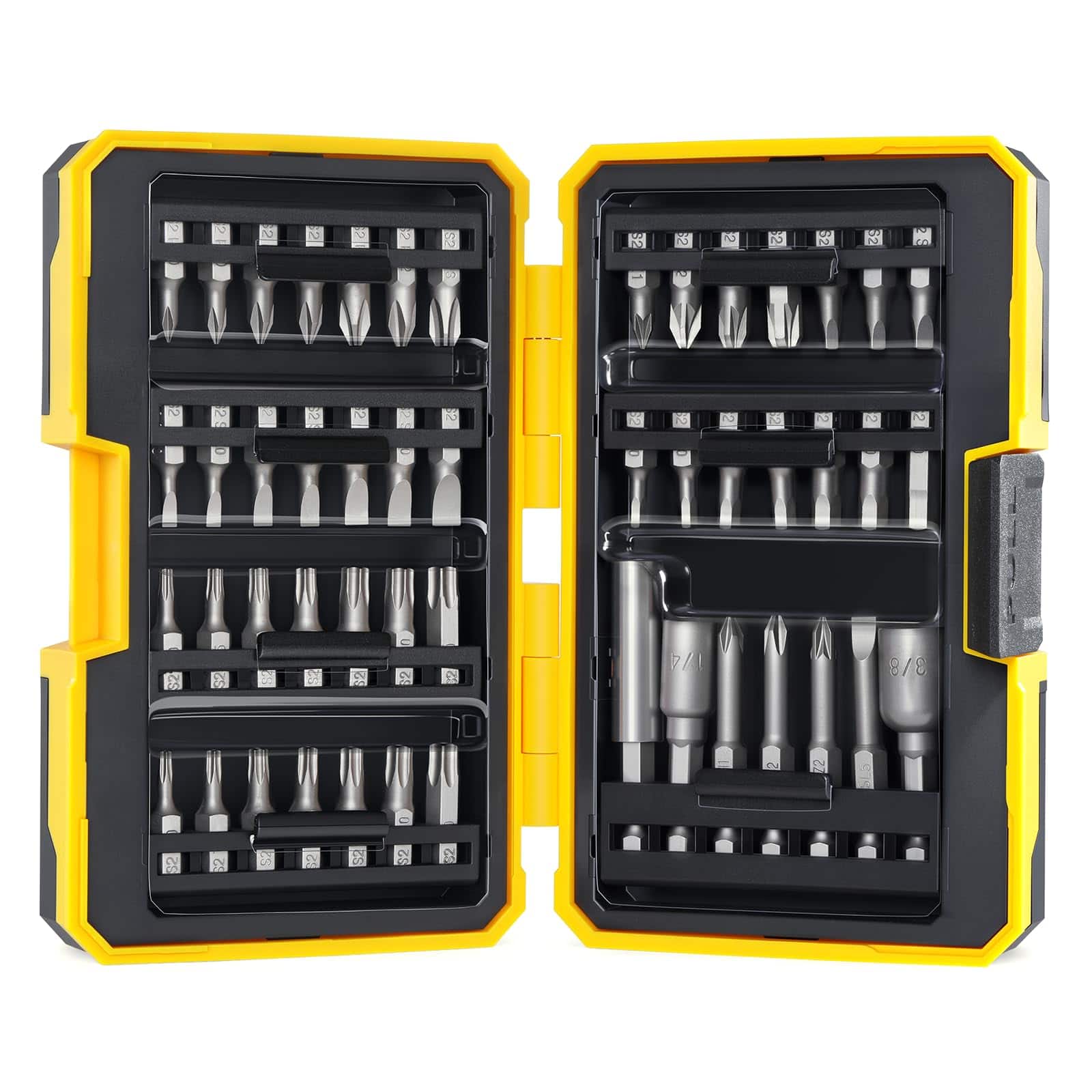 JETRANSPORT - 49pcs Bit Set S2 Steel Magnetic Nut Driver Includes Hex Sq Tamper Proof Torx Security Ph Sl And Pz With 1 - Default