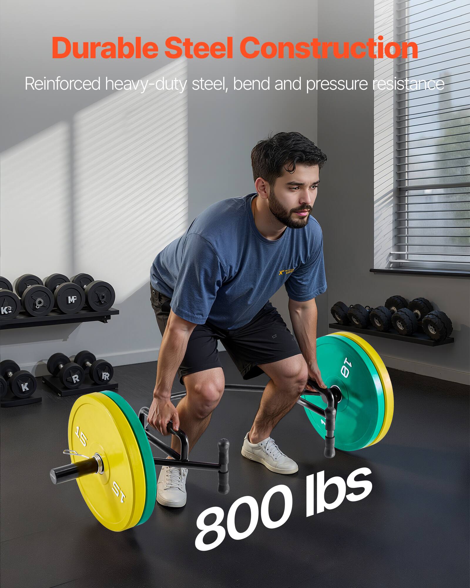 Durable Steel Construction  
Reinforced heavy-duty steel, bend and pressure resistance  
800 lbs