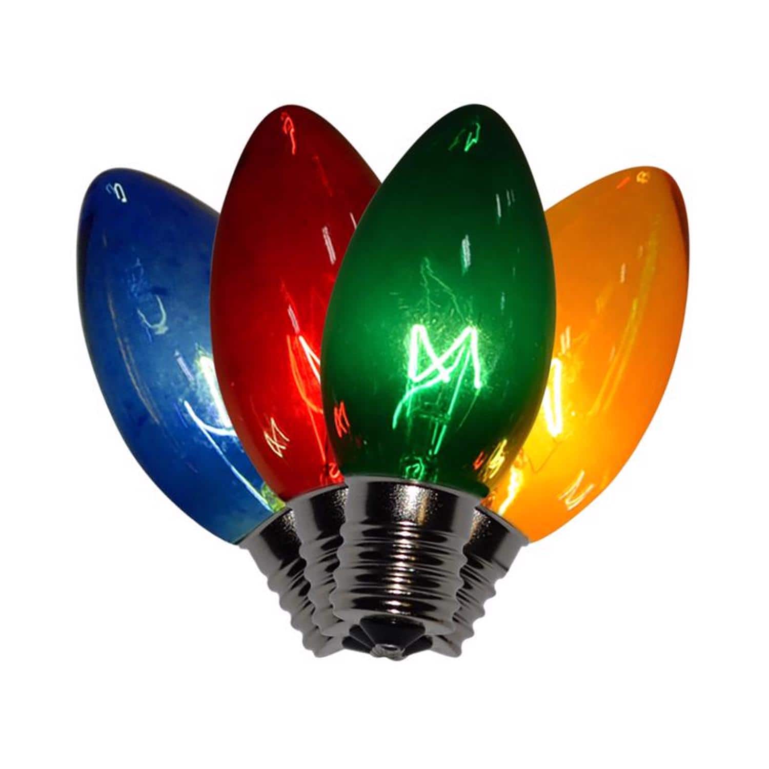 Celebrations - Incandescent C9 Multicolored/Clear 4 ct Replacement Christmas Light Bulbs 0.08 ft.