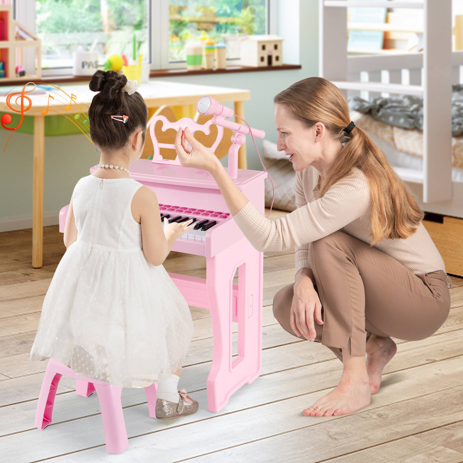 Alt View 4. Gymax - Gymax 37-Key Music Piano Keyboard Kids Learning Toy Instrument w/ Microphone Pink - Pink.