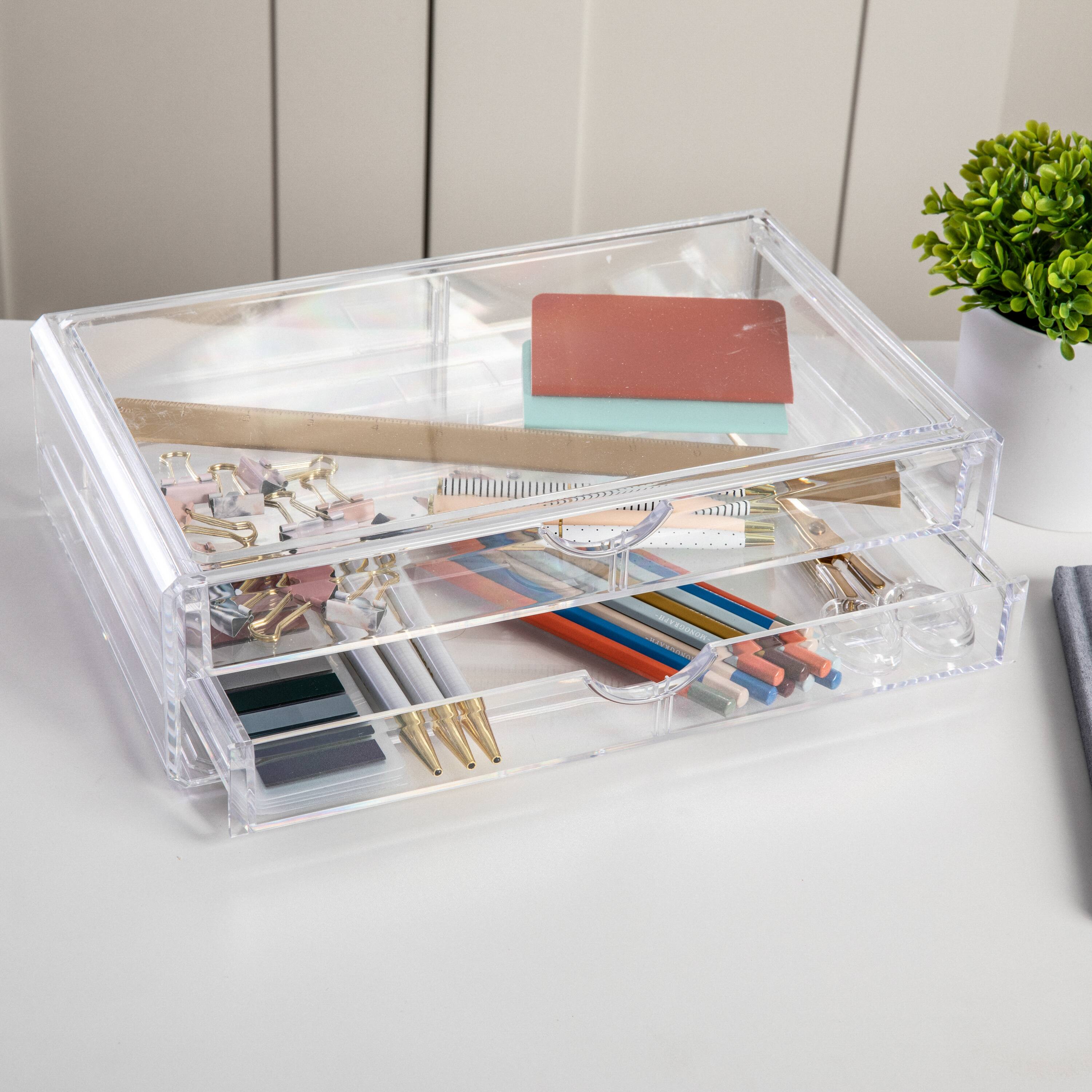 Alt View 14. Martha Stewart - Brody Desktop Organization Box with 2 Half Moon Opening Pullout Drawers-Clear Plastic - Clear.