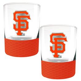 Great American Products - San Francisco Giants 2-Pack 14oz. Rocks Glass Set with Silcone Grip - Orange