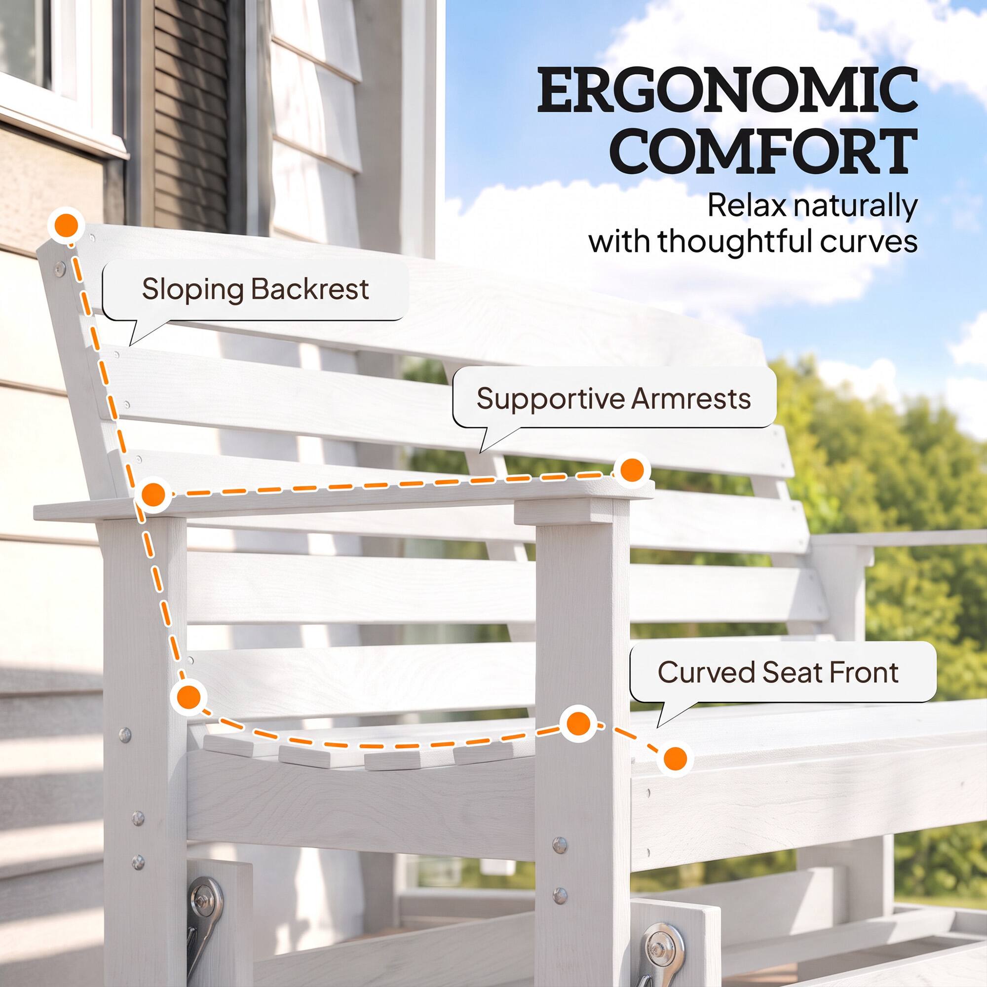 Sloping Backrest  
ERGONOMIC COMFORT  
Relax naturally with thoughtful curves  
Supportive Armrests  
Curved Seat Front