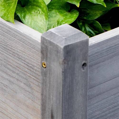 Back. SlickBlue - Set of 3 Wooden Elevated Planter Boxes – Raised Garden Beds for Vegetables and Flowers - Grey.