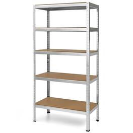 Gymax - 72'' Steel 5-tier Garage Shelf Metal Storage Adjustable Unit Silver - Silver